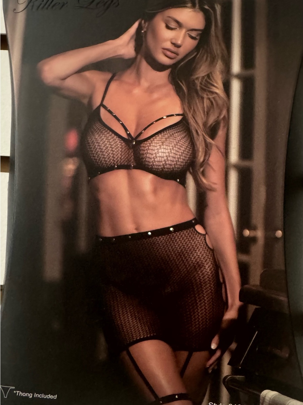 Sheer Strappy Black Fishnet Lingerie Set